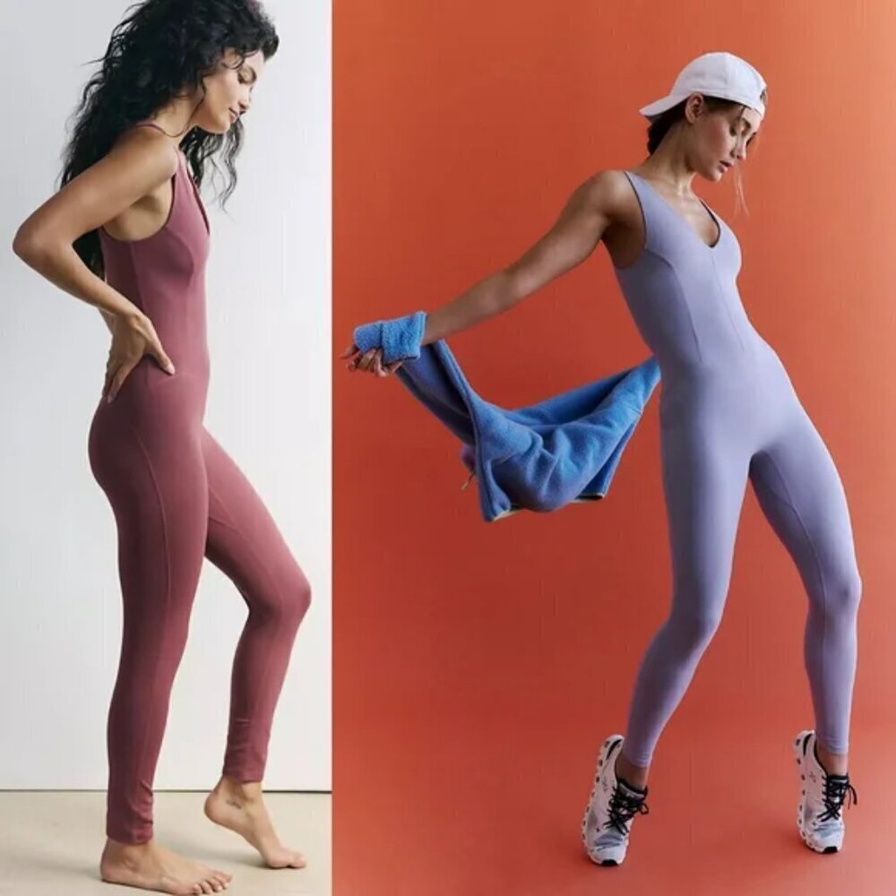 New Free People Movement Never Better One-Piece Berry Magenta Dance Suit Runsie - Picture 6 of 10
